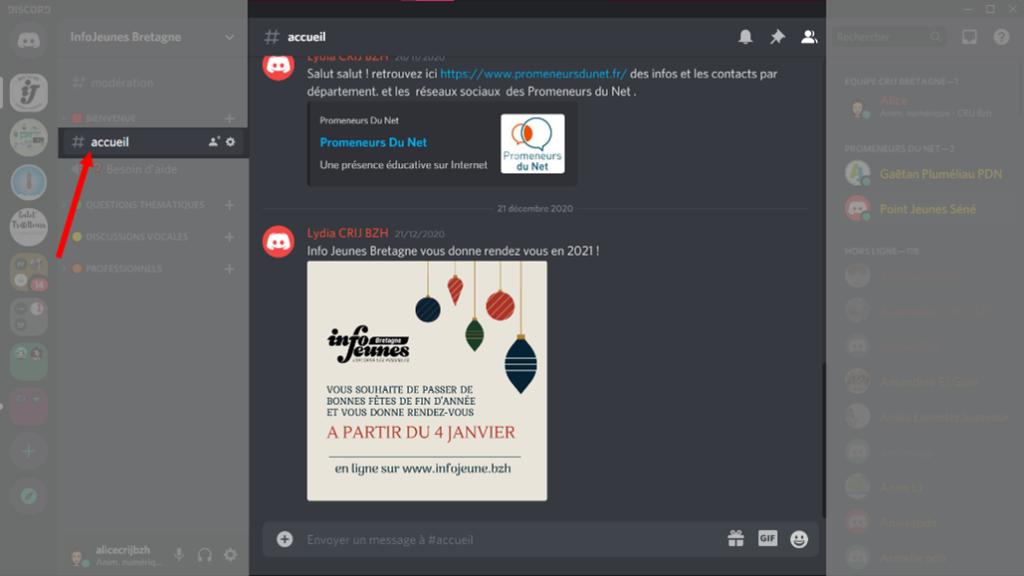 Messages d'un canal discord